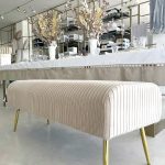 Bancheta catifea, Naturale, 129x45,5x48 cm, Hanna