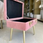 Banca catifea pentru hol cu, compartiment de depozitare 50x34x42, Roz, Preziosa