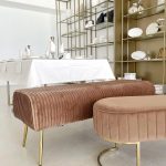 Bancheta catifea, Marrone, 129x45,5x48 cm, Hanna