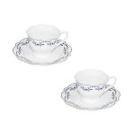 SET 2 CESTI ESPRESSO-80 ML PORTELAN ALBASTRU BORD ARGINTIU PREZIOSA LUXURY HOME