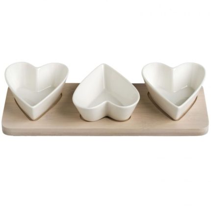 SET 3 BOLURI INIMA PE SUPORT BAMBUS