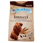 BISCUITI CU FAINA INTEGRALA, FULGI DE CIOCOLATA SI HRISCA INTRECCI MULINO BIANCO 300 G