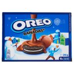 BISCUITI UMPLUTI CU CREMA DE SMANTANA SI VANILIE GLAZURATI CU CREMA DE CACAO OREO 246 G