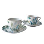 SET 4 CANI ESPRESSO 90 ML CU 4 FARFURII FOLIAGE HANNA HOME