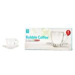 SET 6 CANI ESPRESSO 100 ML CU 6 FARFURII STICLA BUBBLE COFFEE MERCURY HOME