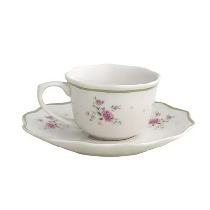 SET 2 CANI 90 ML ESPRESSO CU 2 FARFURII DIN PORTELAN NONNA ROSA BRANDANI
