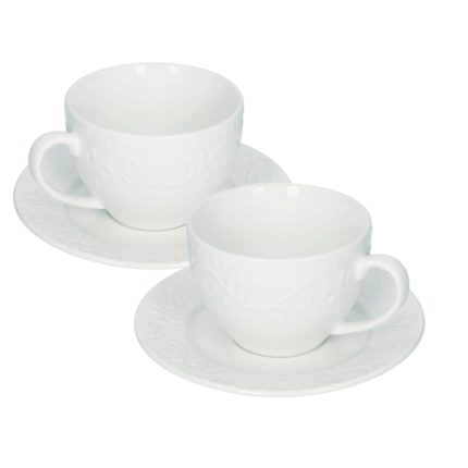 SET 2 CANI CAPPUCINO 220 ML CU 2 FARFURII DIN PORTELAN DELIZIE BRANDANI
