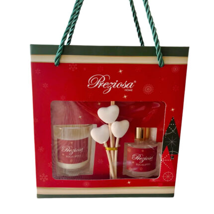 SET CADOU LUMANARE SI PARFUM AMBIENTAL EUCALIPT  PREZIOSA HOME