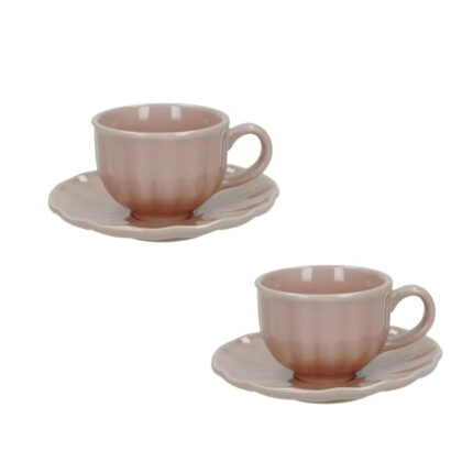 SET 2 CANI CERAMICA ROZ ESPRESSO 90 ML CU FARFURII CALIPSO BRANDANI