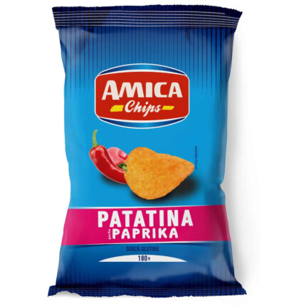 CHIPSURI DIN CARTOFI CU PAPRIKA AMICA 180 G