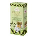 DRAJEURI MIGDALE PRAJITE ACOPERITE CU CIOCOLATA ALBA SI FISTIC DUBAI STYLE CRISPO 150 G