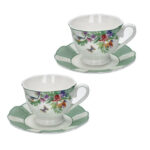 SET 2 CANI CEAI 200 ML CU FARFURIOARE PORTELAN OASI BRANDANI