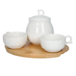 SET 2 CESTI DE CAFEA SI ZAHARNITA PE PLATOU BAMBUS BRANDANI